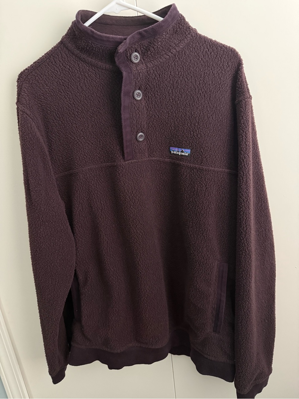 Patagonia Shearling Button Fleece Pullover in Maroon - Picture 7 of 8